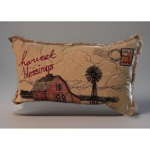 STOREHOUSE Harvest Blessings Barn Windmill Indoor Outdoor Lumbar Pillow PostCard
